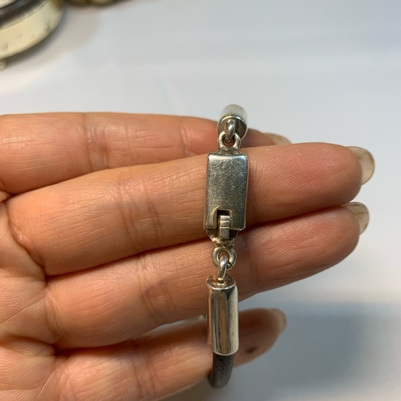 🖤#044 Vintage  Mexico sterling silver Leather Bracelet / 051224-BRC0015 - Picture 5 of 9